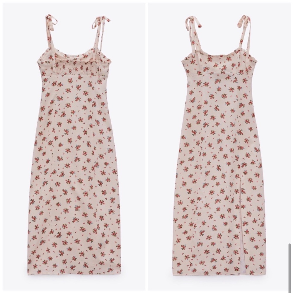 Zara Floral Linen Blend Maxi Dress with Slit